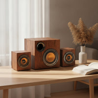 Desktop Speaker System Wooden Speaker System with Subwoofer Compact Multimedia Speakers for Students, Gaming Aficionados, Office, Bedroom