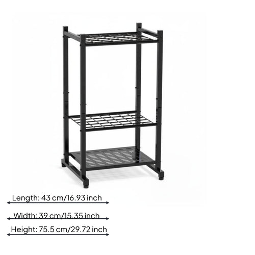 Garden Tool Storage Rack Black Iron Three-Tier Tool Rack Heavy Duty