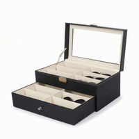 12 Slot Glasses Box Leatherette Sunglass Display Case Dustproof for Vanity Table