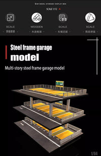1/64 Scale Parking Garage Model Scene for Toy Car Storage and Display