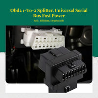 OBD2 Splitter, 1 to 2 Extension wire, 16-Pin OBD2 Y Splitter, Flat Extension Adapter with toggle toggle, Data Port Fast Charging, Compatible with Diagnostic Devices