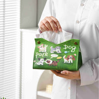 Creative Ins Style Tissue Box Cover with Cute Puppy, Pastoral Style, PU Leather