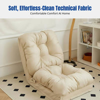Lazy Sofa Bed, Foldable Woven Mat, Adjustable Backrest, Waterproof Fabric, Living Room, Bay Window