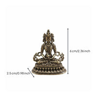 Brass Guanyin Statue Intricate Details Miniature Buddha Ornament for Altar, Desk