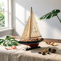 Wooden Sailing Boat Model with Stand Tabletop Wooden Sailboat Model Sailboat Decoration with Stand Small Coastal for Collectors