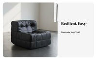 Single-Seater Cumulus Couch Grid Texture Lounge Chair Creamy & Look Space-Saving Size for Readers, Small Areas, Bedroom