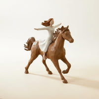 Girl on Horse Statue European Design Equestrian Figurine Fading Resistant