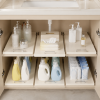 Heavy-duty shelf slide, 1-stage telescopic drawer for cabinet, extendable cabinet basket with ball bearings, white