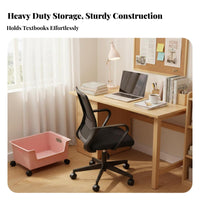 Wheeled Student book container adaptable under-table Storage container Stackable Design