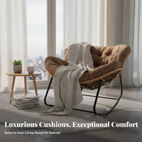 Soft Cushion Nestdesign Rocking Chair Non-Slip Foot Pads Upholstered Rocking Chair Sturdy Construction Indoor Seating High Back Support for Home Decorators, Homeowners, Living Room, Balcony, Bedroom, Reading Nook