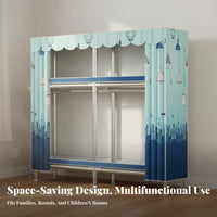 Textile Wardrobe 4-shelf Standing Storage Closet Organizer Sturdy Construction Hard-wearing Cover Easy Assembly Suitable for Adults Bedroom Rental Apartment Home