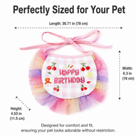 Plaid Dog Birthday Bandana and Hat Set, Princess Dog Birthday Outfit for Small Dogs, Lace Trim Pet Party Accessories