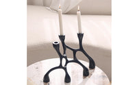 Modern Three-Arm Candelabra Glossy Sculptural Candelabra Abstract Three-Arm Candle Holder Tabletop for Art Collectors, Minimalists, Dining Table, Entryway, Study