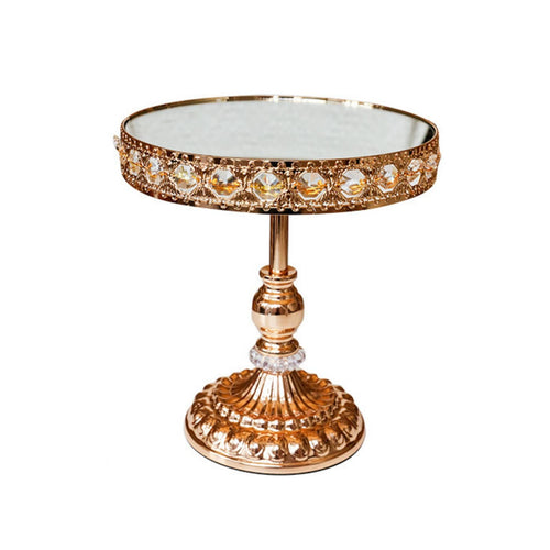 Cake Stand with Mirrored Golden-Toned Pedestal Cake Stand Ornate Display Centerpiece for Party Hosts