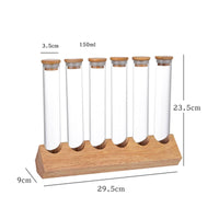 Glass Tube Container Set with Wooden Stand Premium Materials for Pantry