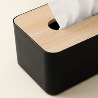 Tissue Box for Modern Minimalist Home Decor, Rectangular Tissue Box Holder with Fixed Wooden Lid, Blue Napkin Holder for Home Office, 5x12x8.5cm