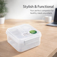 Sandwich Lunch Box for Adults, Double Layer with Compartments, Portable Food Container with Dividers for Picnic Outdoor, 1250ml White