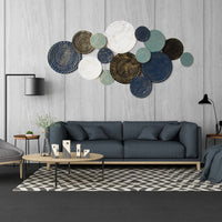 Metal Disc Wall Art Embossed Circular Metal Wall Sculpture Textured for Entryway