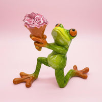 Flower Frog Figurine Nordic Design Frog Figurine Gift Idea for Garden, Desktop