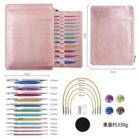 Knitting Needle Set with White Crochet Hook and Colorful Ring Needles, Pink Accessories