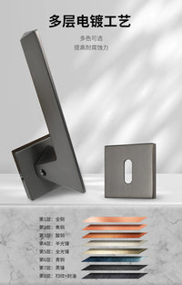 Modern Minimalist Square Handle Magnetic Door Lock with Key - Brushed Gray Quiet Wood Door Lock for Interior Rooms