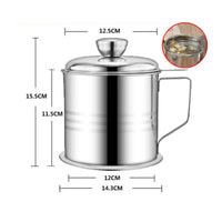 Stainless Steel Oil Filter Pot Easy to Clean Grease Storage Can for Home Kitchen
