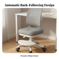 Support Adjustable Student Chair Easy to Clean Adjustable Kids Desk Chair Locking Casters Footrest for Primary School Students, Children, Teenagers, Studying, Home, Bedroom
