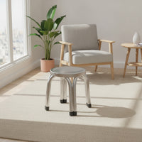 Backless Stainless Steel Stool Stable Round Metal Stool Sturdy Furniture Industrial for Kitchen, Cafe