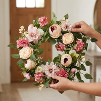 Summer Door Wreath, 50-55cm Artificial Floral, Rustic Faux for Front Door & Wall Decor, Spring & All Year Outdoor