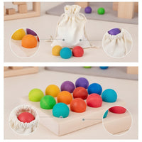 Natural Color Matching Toy with Storage Bag Smooth Color Sorting Board with Balls Educational Wooden Matching Board with Balls Fine Motor for Classroom