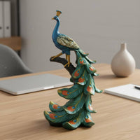2 Pieces Resin Peacock Decorative Piece Vivid Hues Home Decor Ornamental Tail