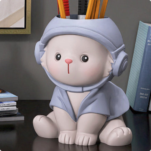 Cartoon Pen Holder Resin Decorative Pen Holder Statue Compact for Office, Kids