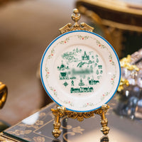 Crown Top Plate Holder Ornate Brass Plate Stand Decorative Support Bar