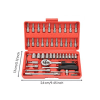 46 Pieces Ratchet Socket Kit Compact Case Ratchet Wrench Kit Easy to Carry Hand Tools for Mechanics
