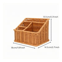 Wicker Desktop Basket Handwoven Woven Desk Basket Compact