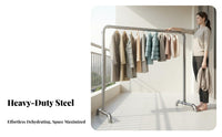 Extra Thick Steel Pipe Drying Rack Sturdy Construction Floor Standing Clothes Rack No Drilling Required Heavy Duty Clothing Stand Tool-Tool-Less Installation for Families, Homeowners, Balcony, Outdoor, Apartment, Bedroom