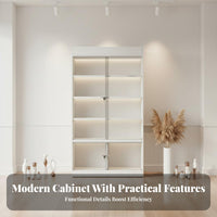Glass Door Display Cabinet Thickened Panels Lockable Merchandise Case Heavy Duty Multi-Tier Product Shelf for Retailers, Salons, Boutiques, Pharmacies