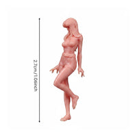 Long Hair Miniature Female Figurine Slim Body Standing Figurine Collection Item