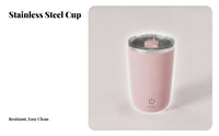 Transparent Lid Automatic Stirring Cup Built-in Stirrer Self Stirring Mug Cylindrical Portable Mixing Cup Metallic Rim
