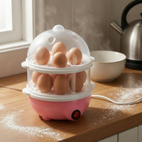 Dry-Charring Protection Double-Layer Egg Cooker Automatic Shutoff Electric Egg Steamer Auto Shut-off Steaming Cooker One-Button