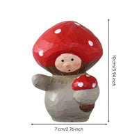 Wooden Toadstool Figurine Tabletop Toadstool Character Ornament Intricate