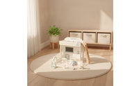 Open-Front Wooden Dollhouse with Furniture Miniature Dollhouse with Furniture Imaginative Pretend Play House Child-Friendly for Toddlers