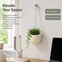 24CM Glazed Ceramic Hanging Planter, Nordic Indoor Pot, Decorative Balcony Hanging Pot for Trailing Plants