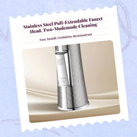 Pull Down Faucet Sprayer Head Replacement, Stainless Steel, 3 Modes, Universal Fit, Kitchen Sink