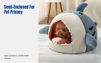 Shark-Shaped Pet Nest Semi-Enclosed Shark-Shaped Hideout All-Season Use Warm and Cozy for Indoor, Bedroom, Home