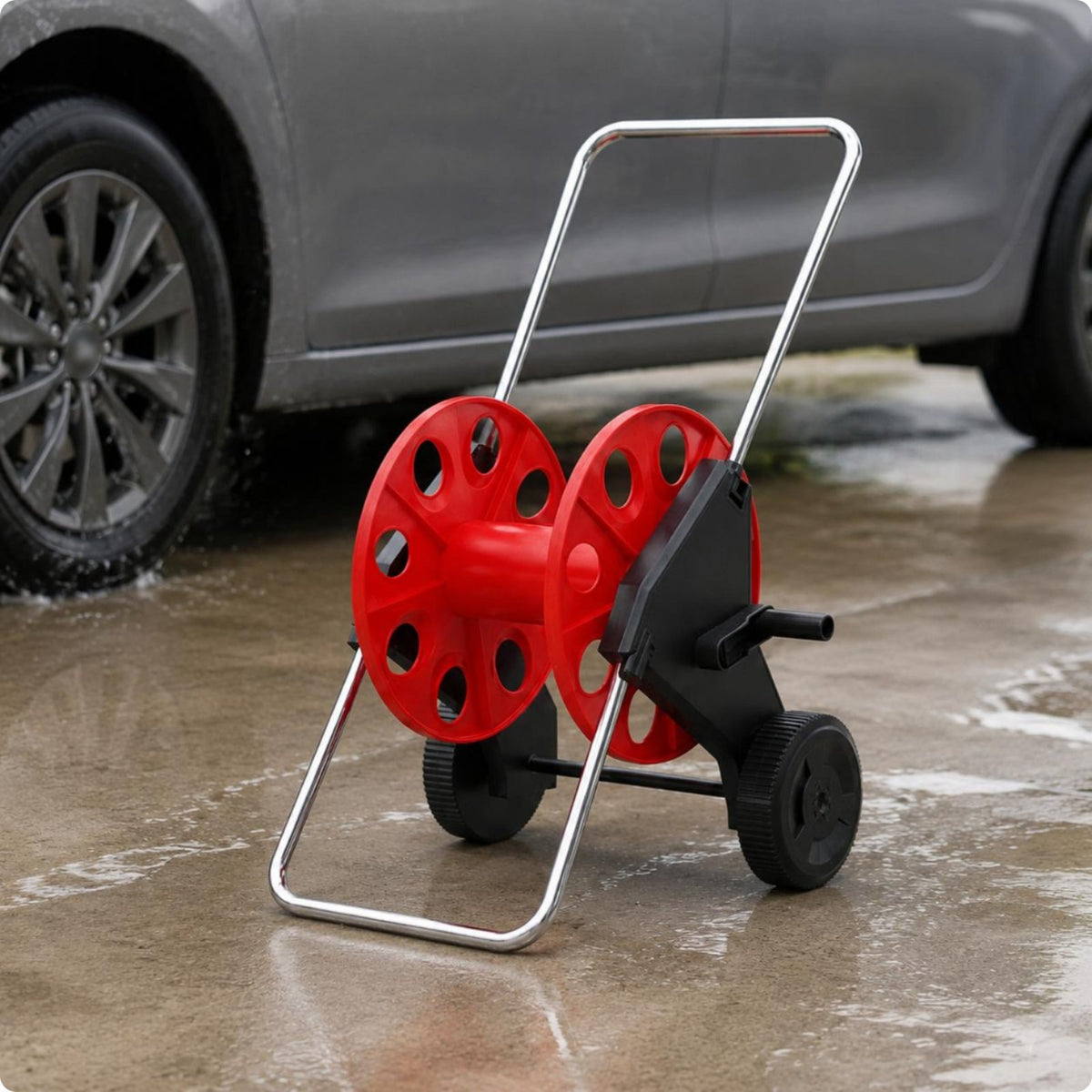 Hose Winding Rack Easy to Use Portable Hose Reel 2 in 1 Design for Car Wash