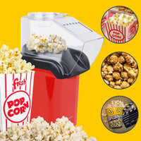 High Popping Rate Hot Air Popcorn Appliance Pops in 3 Minutes Electric Popcorn Popper Single-Button Operation Kitchen Appliance Transparent Cover for Families, Kids, Home, Movie Nights, Parties