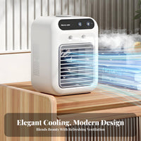 Rechargeable USB Misting Fan Adjustable Airflow Mini Air Conditioner Fan Quiet Operation for Students, Office Workers, Dorm Room, Bedroom
