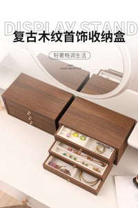 Vintage Wooden Multi-Layer Jewelry Box with Large Capacity