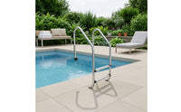 Stainless Steel Swimming Pool Ladder with Handrails Rust-Resistant Pool Ladder with Handrails Cylindrical Reinforced for Backyard Pools